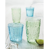 blue green Christmas tree glass set 