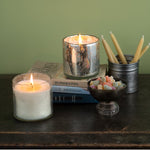 shiny silver artisan blown glass tumbler candle