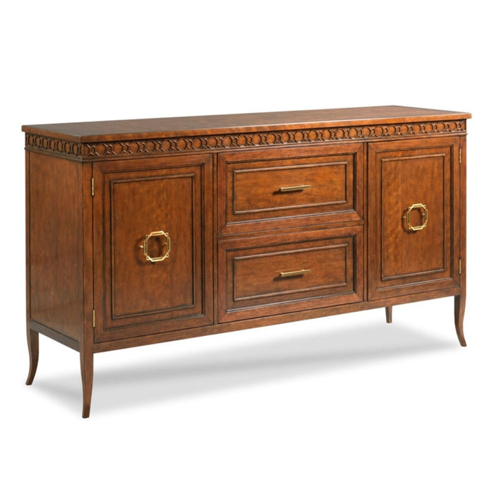 buffet cherry veneer tapered legs two drawer traditional