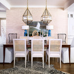 rectangle dining table chairs hanging pendants