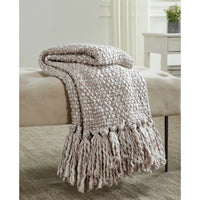 natural wool throw blanket weave tassel edge