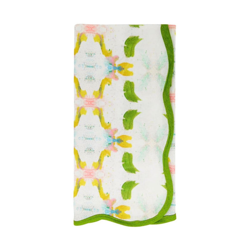 scalloped edge cotton napkin abstract color design