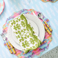 green white pink dinner napkin scalloped edge set