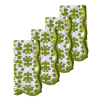 green white pink dinner napkin scalloped edge set