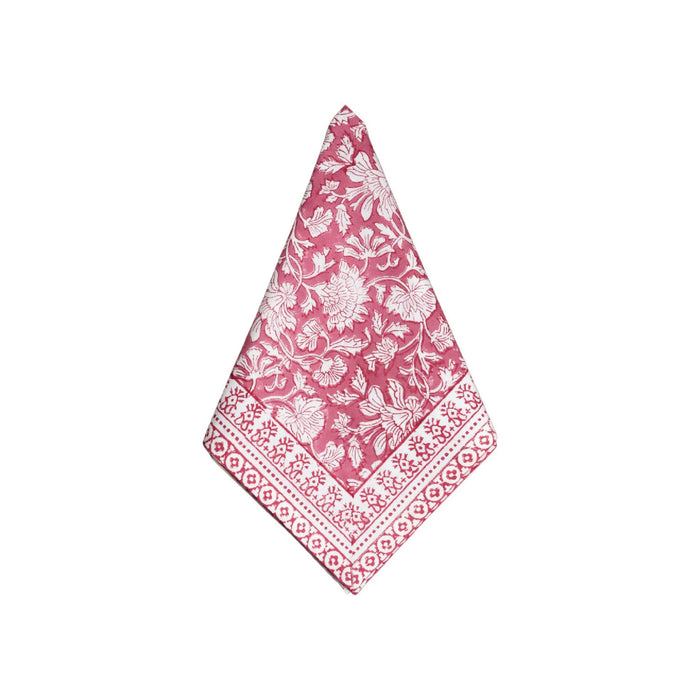 cloth napkins block print white cranberry