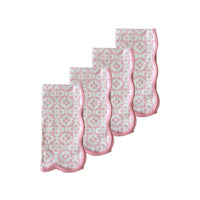 blush pink white dinner napkin scalloped edge set