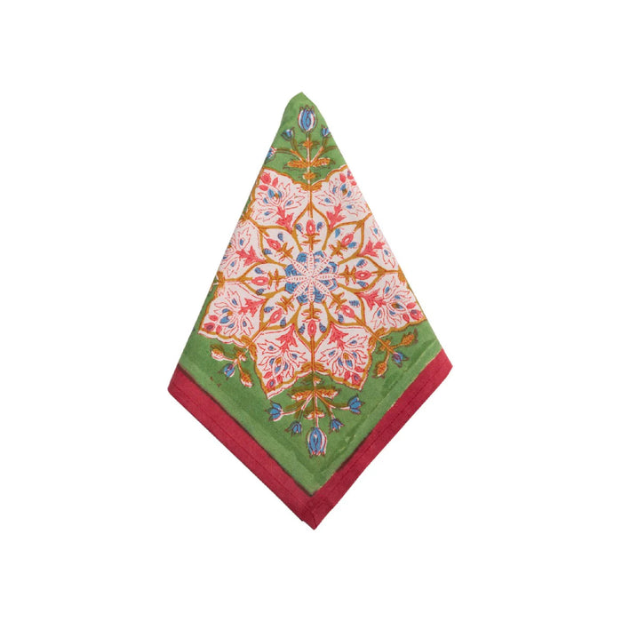 pink green block-printed cotton napkins 8