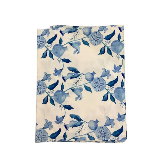 blue white floral pomegranate tablecloth