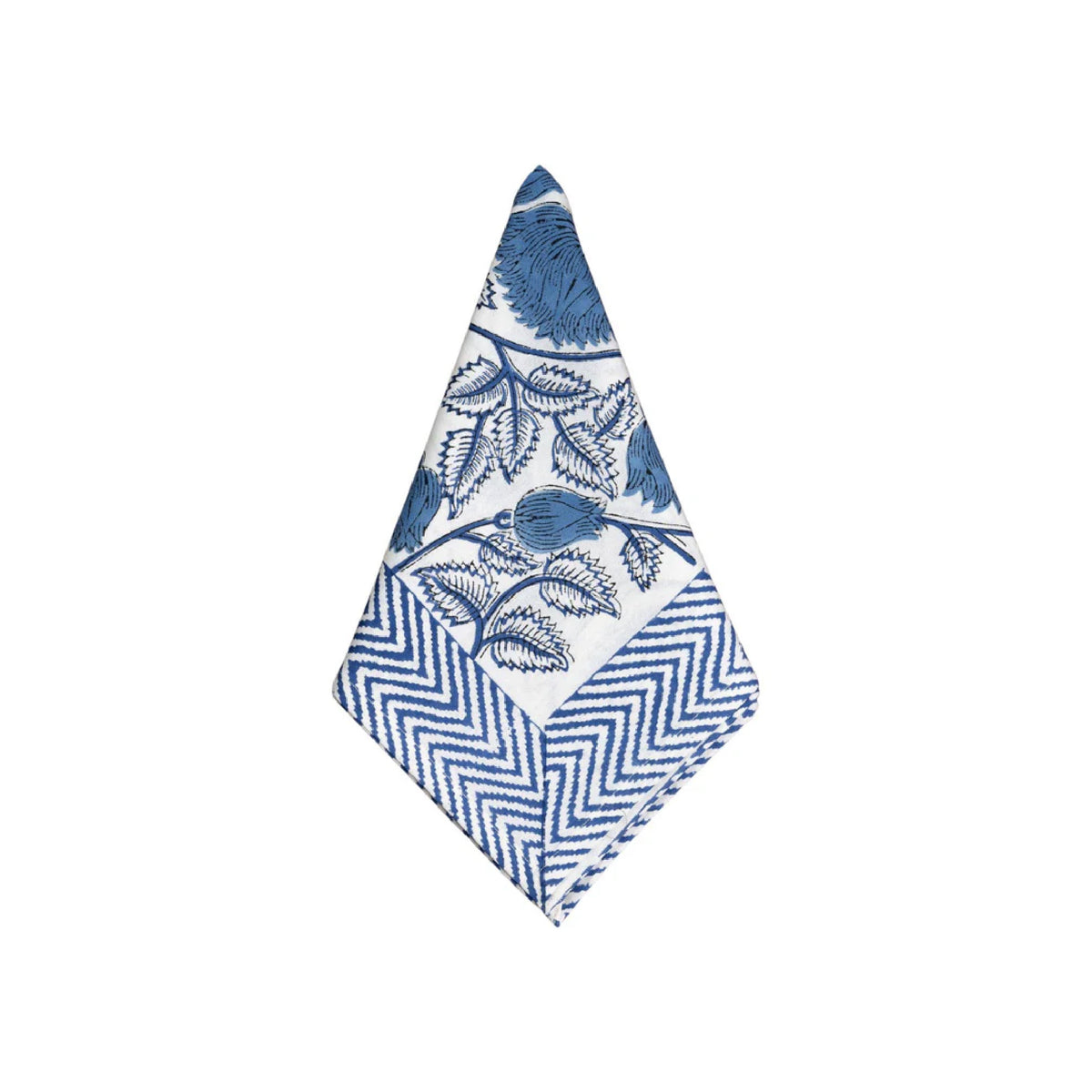 square cotton napkins navy white block print