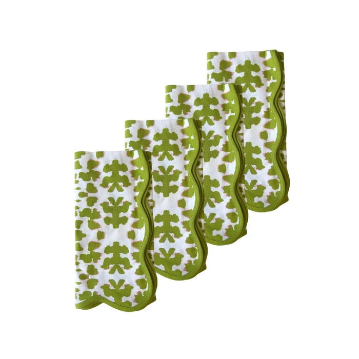 green white pink dinner napkin scalloped edge set