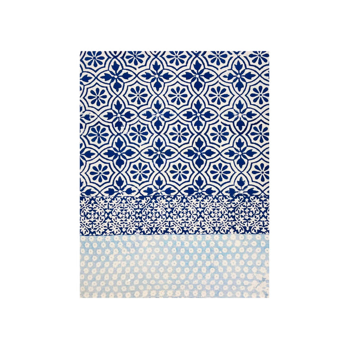 rectangle cotton table cloth navy white block print