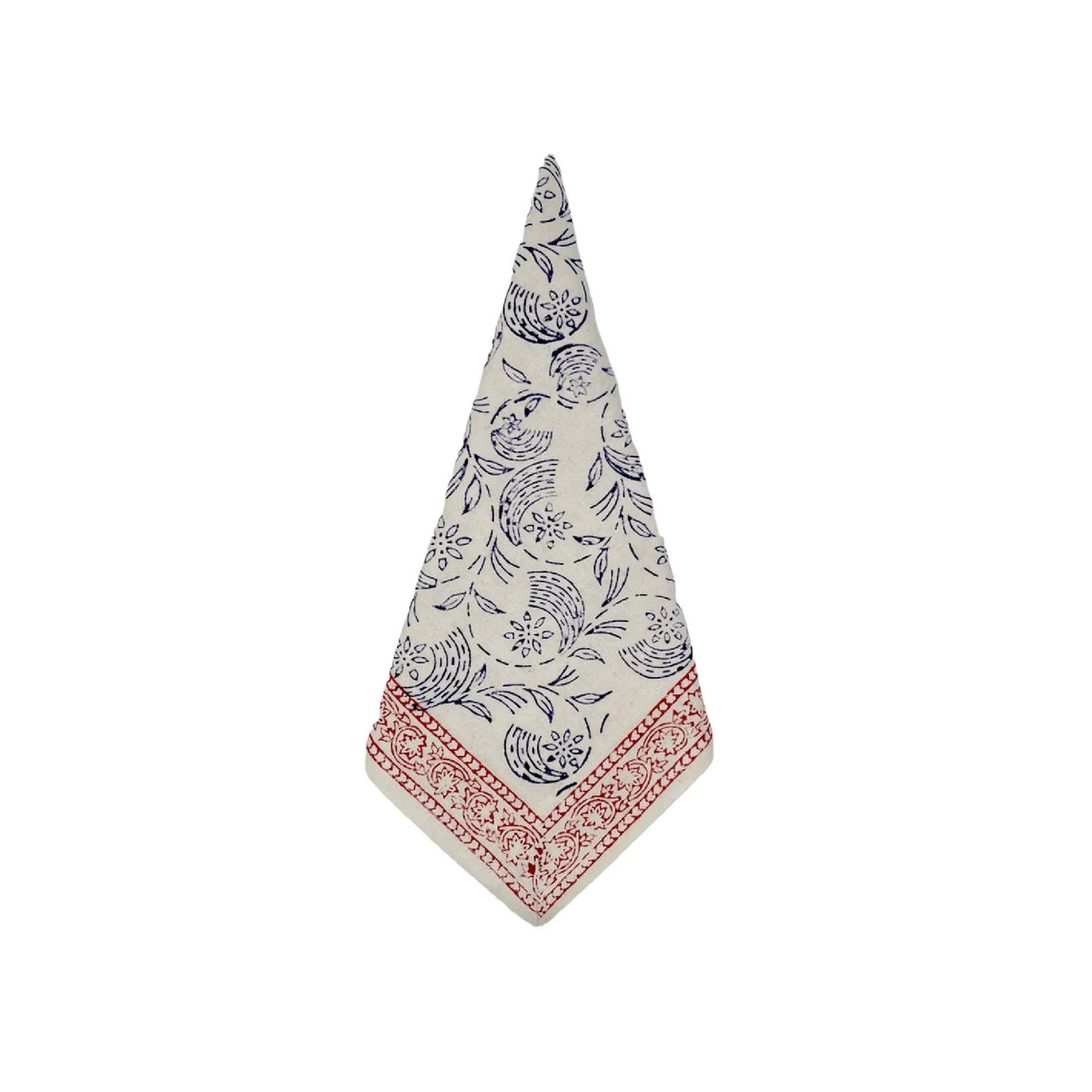 square cotton napkins navy ivory crimson block print