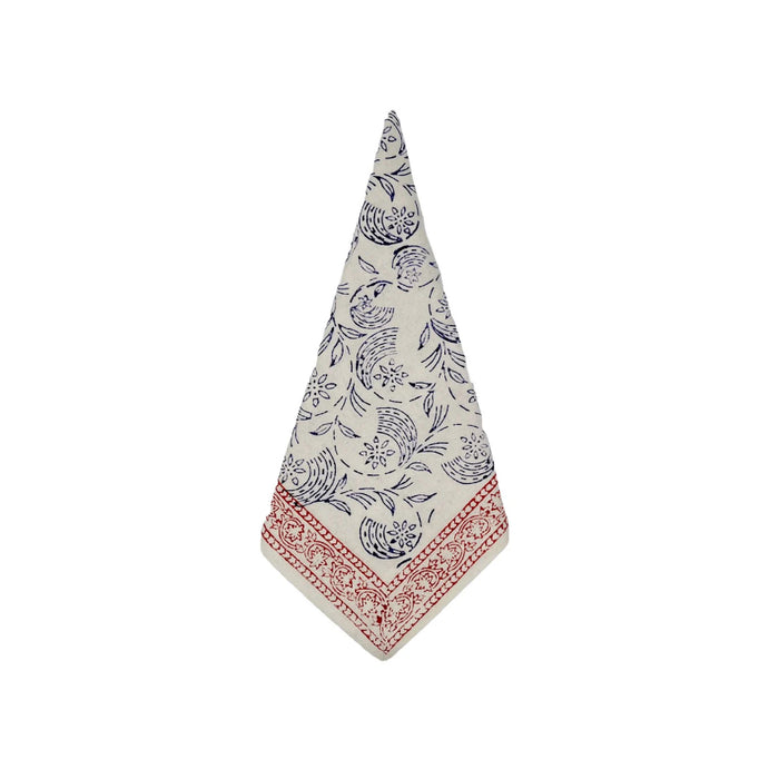 square cotton napkins navy ivory crimson block print