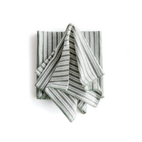 green white striped textured dinner napkin set