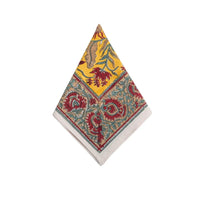 cloth napkins block print mustard cranberry