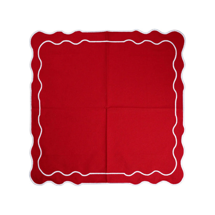 cloth placemats red white scalloped edges