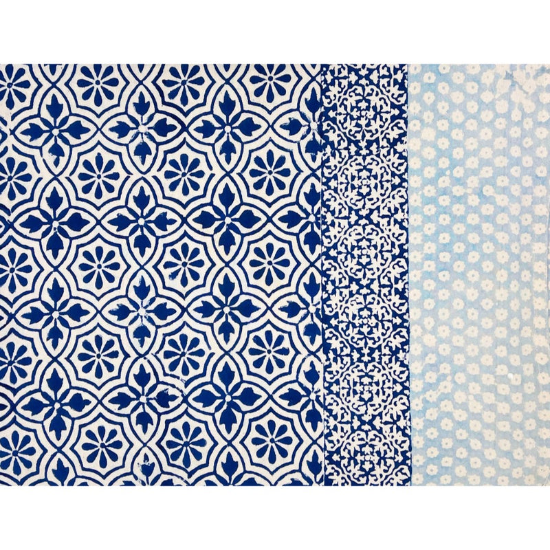 rectangle cotton table cloth navy white block print