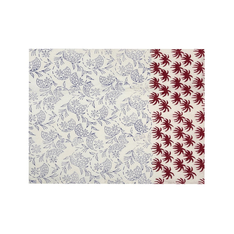 rectangle cotton table cloth navy ivory crimson block print