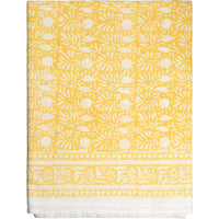rectangle cotton table cloth yellow white block print