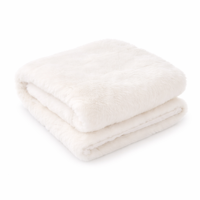 faux fur throw blanket ivory 