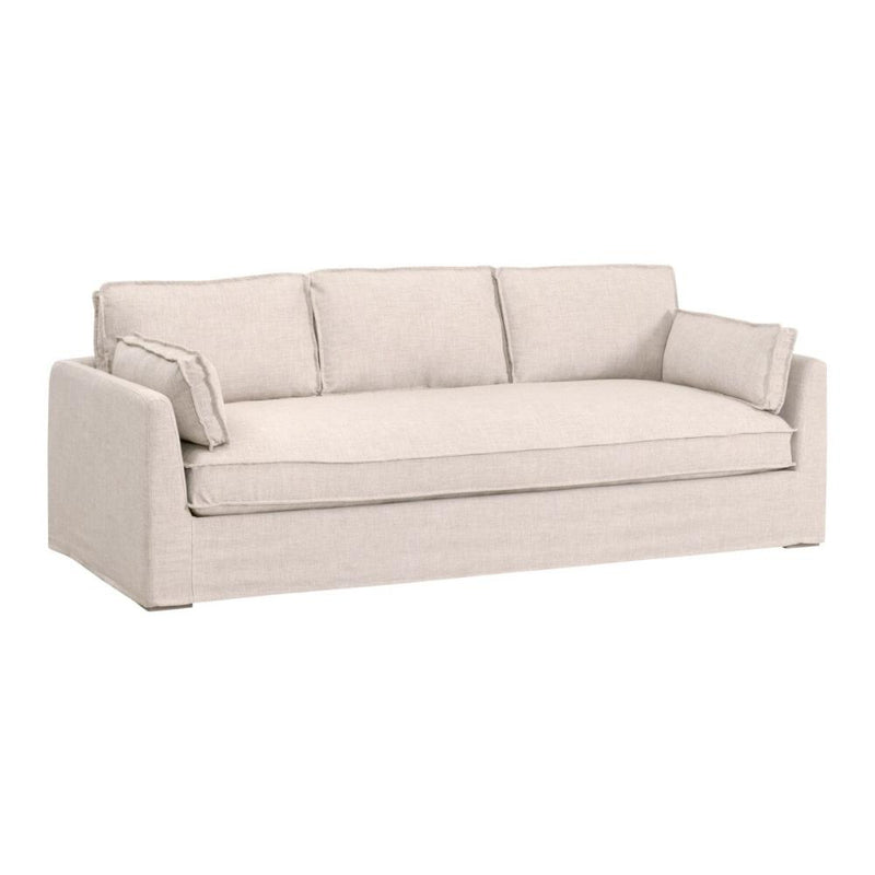 outdoor slipcover sofa natural fabric bench seat three cushion