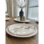 cream melamine dishes on table