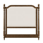 king headboard dark wood frame cream upholstery 