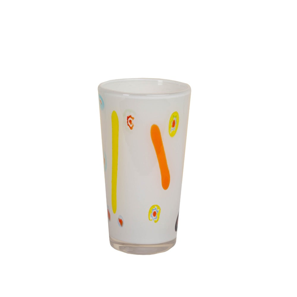 hiball glasses white colorful mouth-blown accents