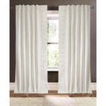 ivory linen blend curtain panels ivory embroidered trim