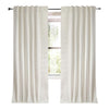 ivory linen blend curtain panels ivory embroidered trim