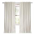 ivory linen blend curtain panels ivory embroidered trim