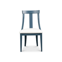 blue modern dining chair white cushion