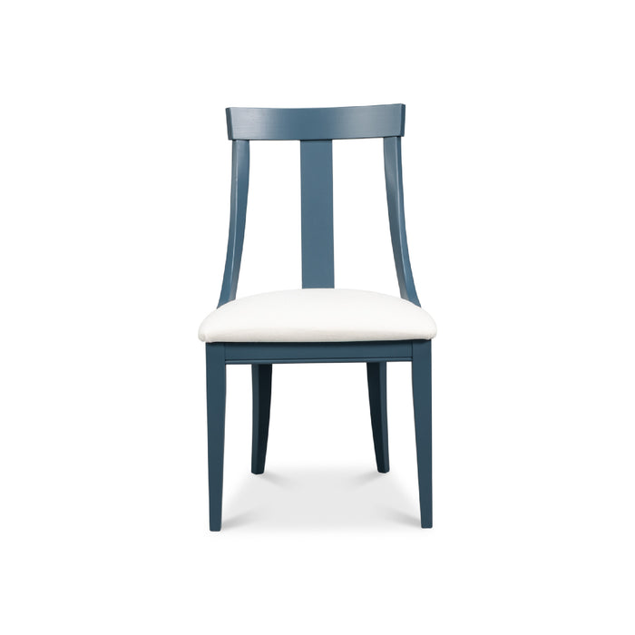 blue modern dining chair white cushion