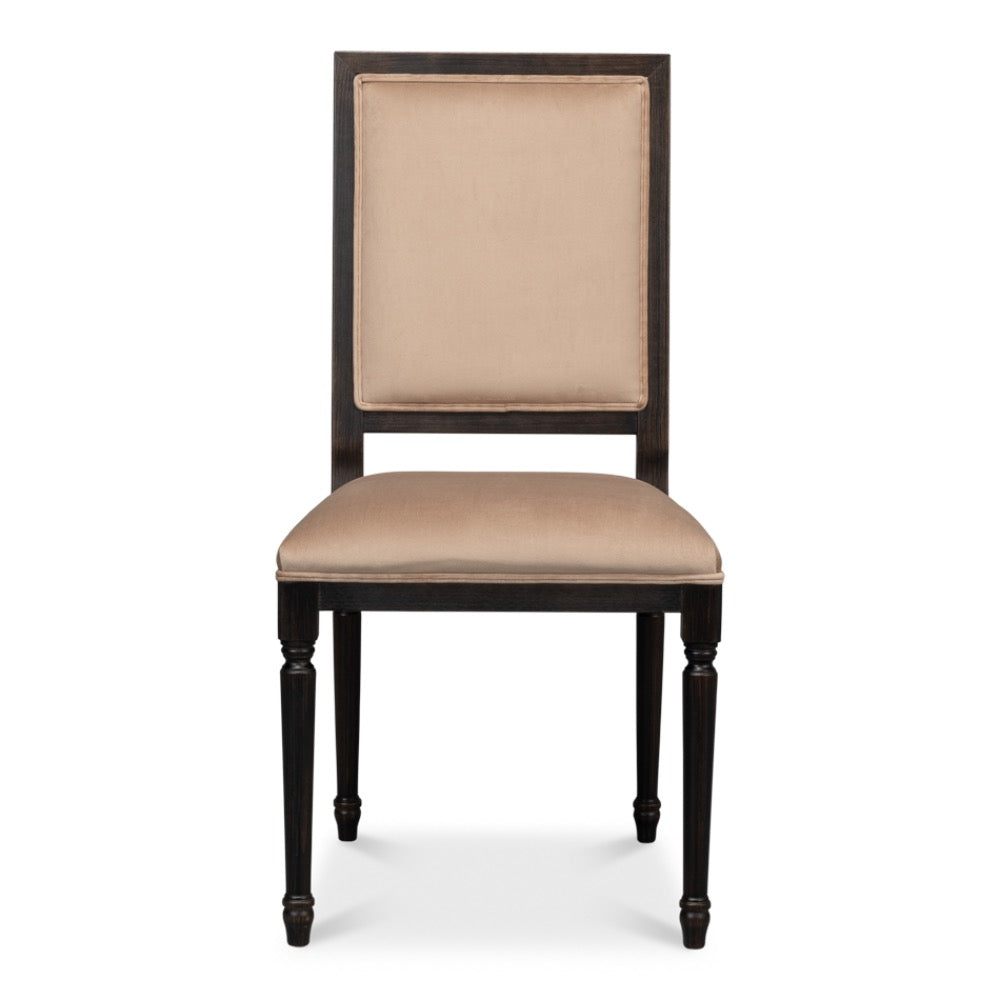 side chair beechwood pair toffee fabric nero finish