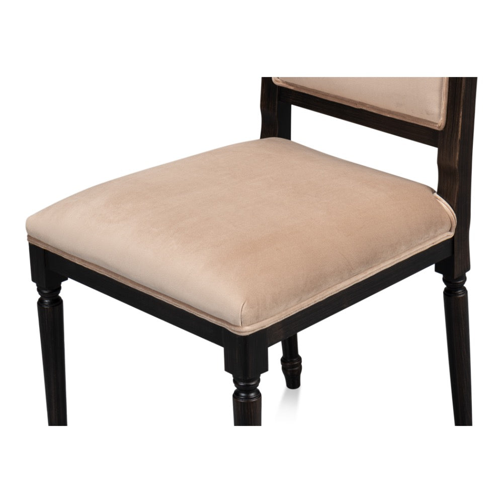 side chair beechwood pair toffee fabric nero finish
