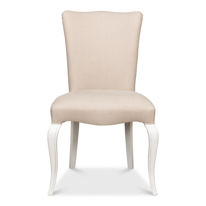 sidechair flax linen fabric cortina white finish beechwood frame
