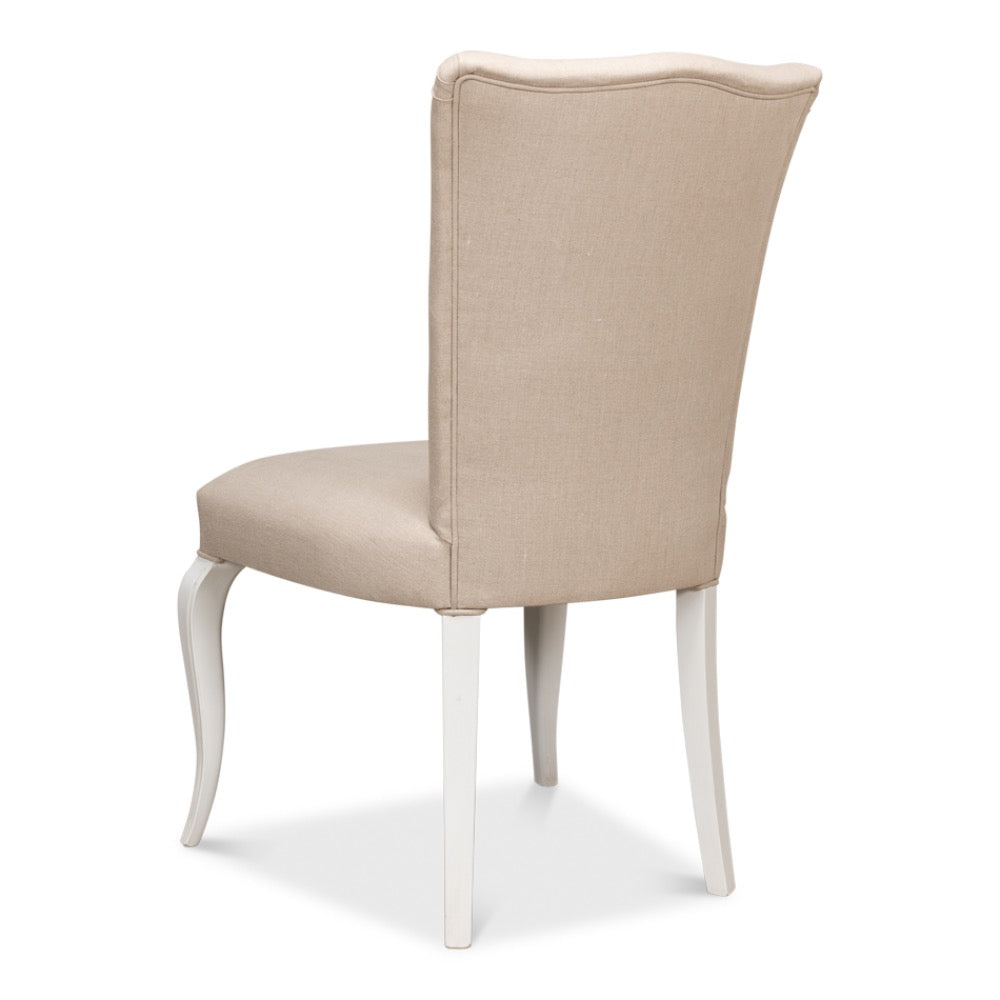 sidechair flax linen fabric cortina white finish beechwood frame