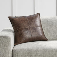 leather cocoa brown throw pillow set of two 