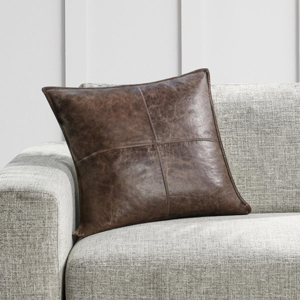 leather cocoa brown throw pillow set of two 