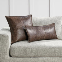 leather cocoa brown throw pillow set of two 