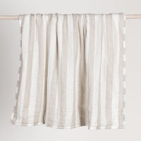 linen throw blanket natural white striped
