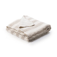 linen throw blanket natural white striped