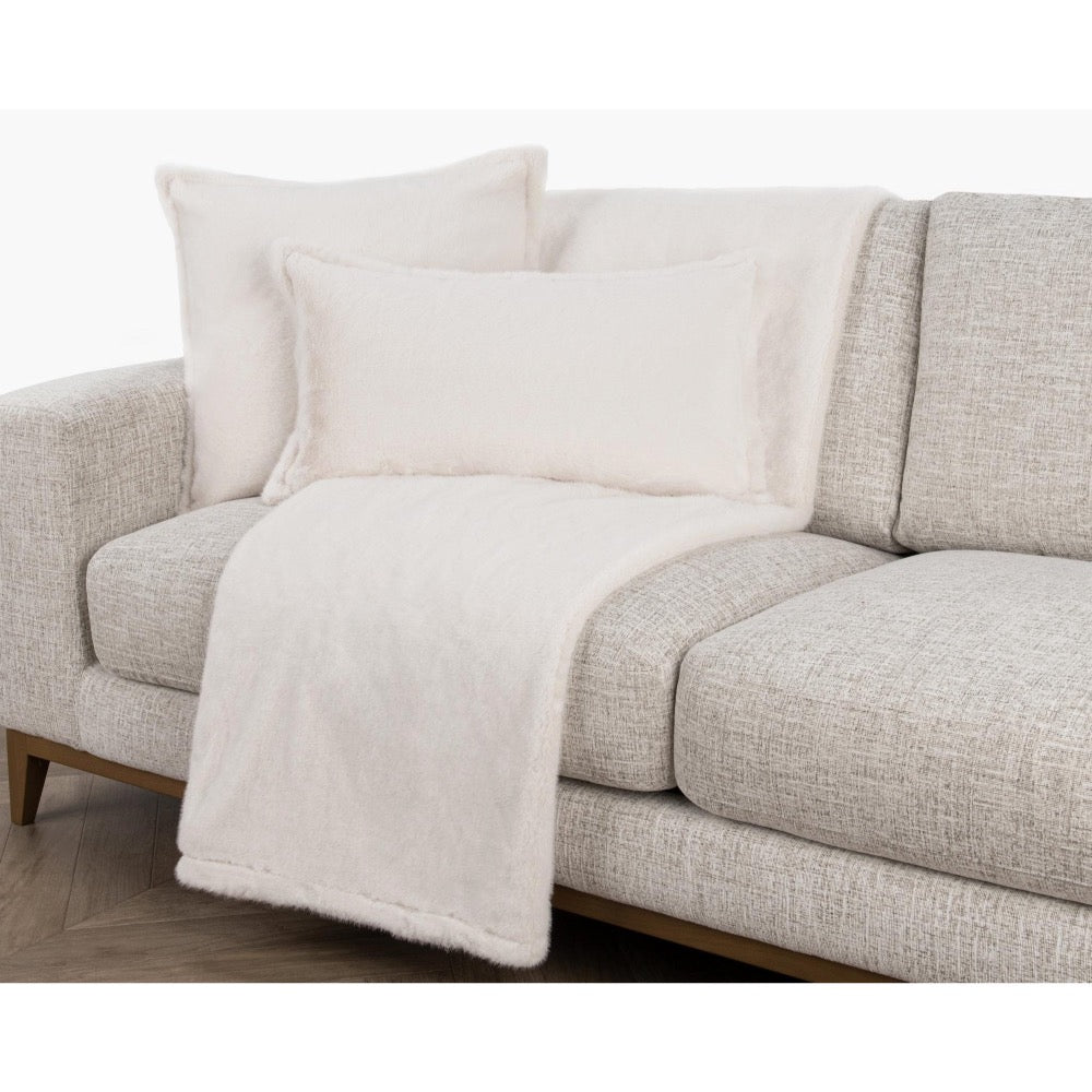 faux fur throw blanket ivory 