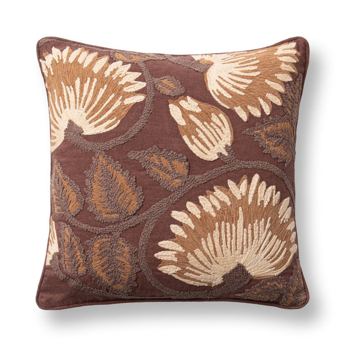 brown throw pillow square botanical 