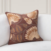 brown throw pillow square botanical 