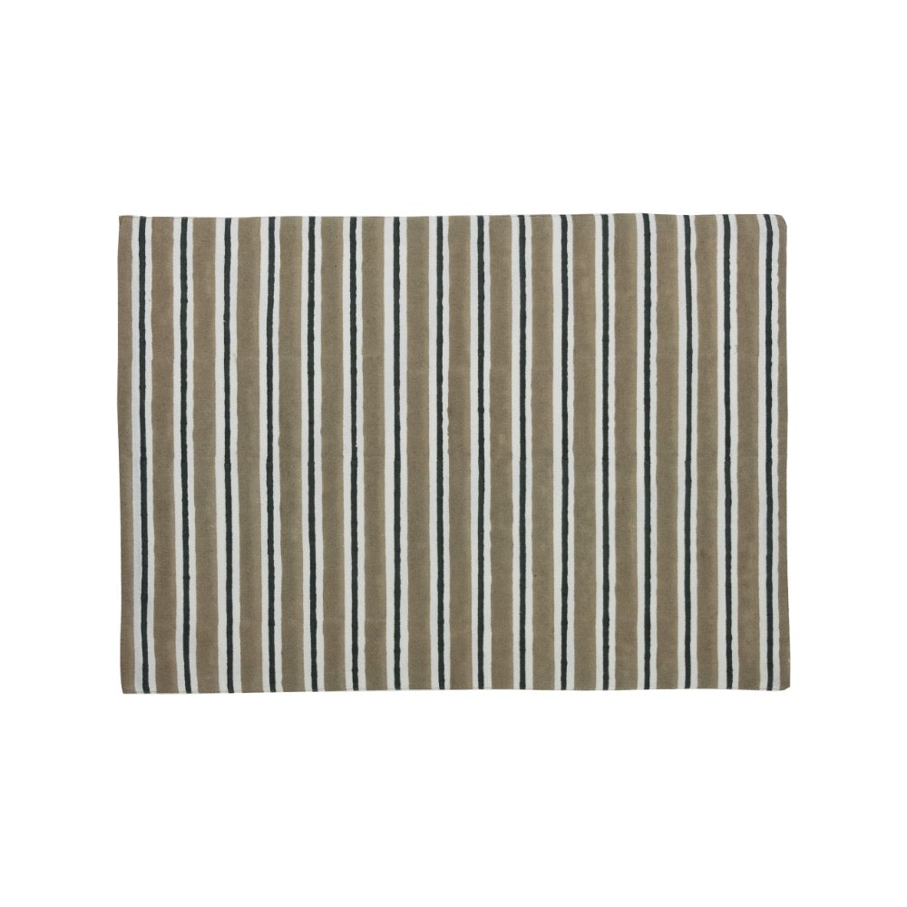 tan navy striped placemats block printed cotton