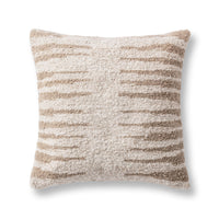 Textured pillow with a striped pattern on a white background