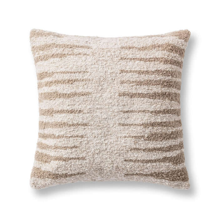 Textured pillow with a striped pattern on a white background