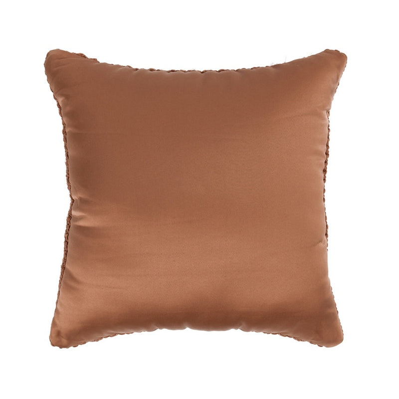 brown woven throw pillow square performance fabric hand knitted