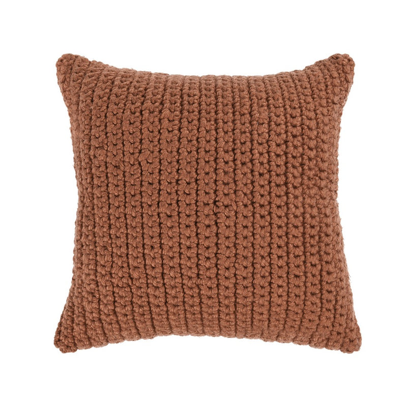 Classic Home Outdoor Performance Prism Terracotta Pillow: square, chunky texture, fade-resistant, for outdoor use.